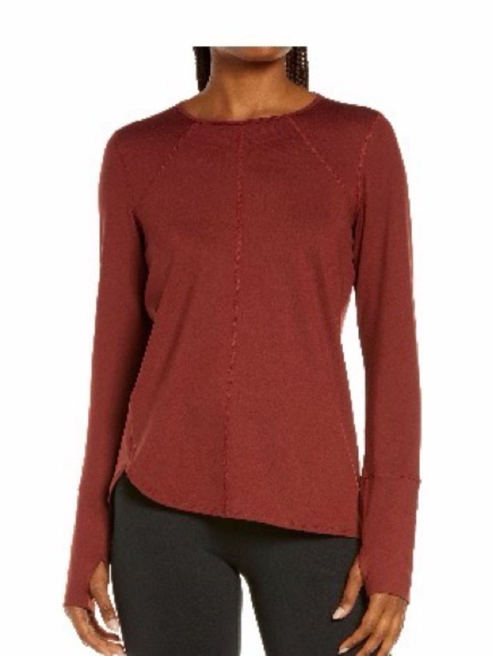 Zella Rust (cinnamon?) Long sleeve active top with thumbholes size L